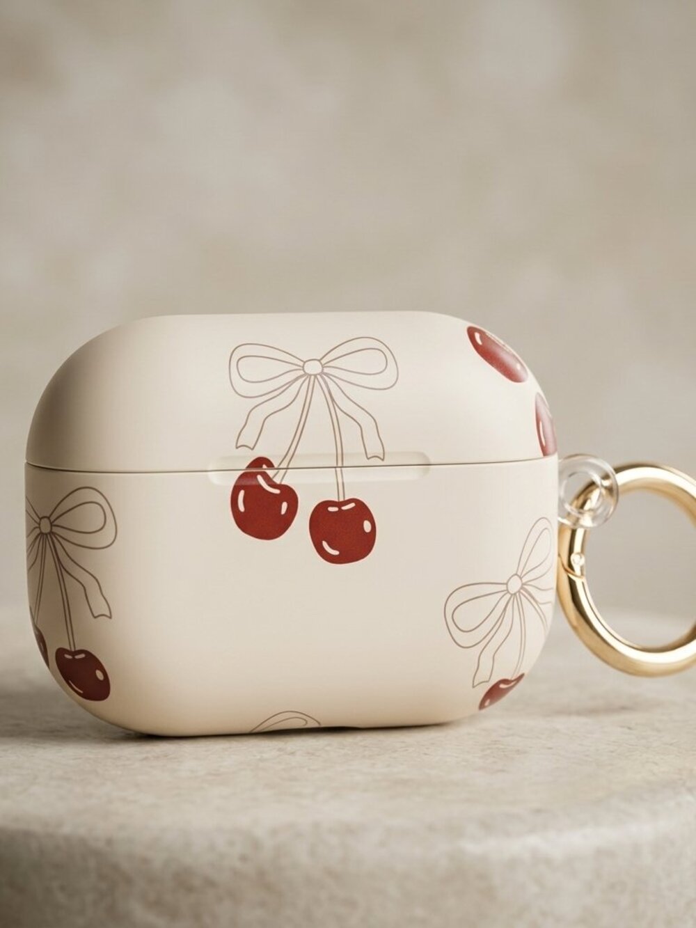 Cherry Bow AirPods Pro 3 (2025) Cover Case with Golden Keychain Case Only